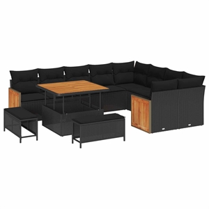 Afuera Living Contemporary 12 Piece Black Garden Sofa Set With Cushions