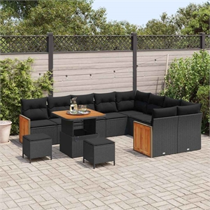 Afuera Living Contemporary 12 Piece Black Garden Sofa Set With Cushions