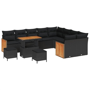 Afuera Living Contemporary 12 Piece Black Garden Sofa Set With Cushions