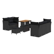 Afuera Living 8 Piece Poly Rattan & Powder-Coated Steel Garden Sofa Set in Black