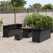 Afuera Living 9 Piece Black Poly Rattan Garden Sofa Set With Cushions