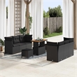 Afuera Living 9 Piece Black Poly Rattan Garden Sofa Set With Cushions