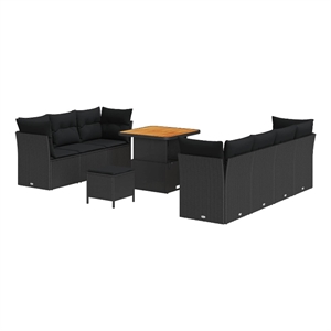 Afuera Living 10 Piece Black Garden Sofa Set With Cushions And Storage