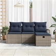 Afuera Living 4 Piece Gray Poly Rattan Sofa Set With Cushions in Navy