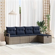 Afuera Living 5 Piece Gray Poly Rattan Sofa Set With Cushions in Navy