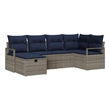 Afuera Living Gray Poly Rattan Sofa Set With Cushions And Storage in Navy