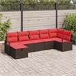 Afuera Living 7 Piece Brown Poly Rattan Sofa Set With Cushions in Red