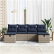 Afuera Living 6 Piece Gray Poly Rattan Sofa Set With Cushions in Navy