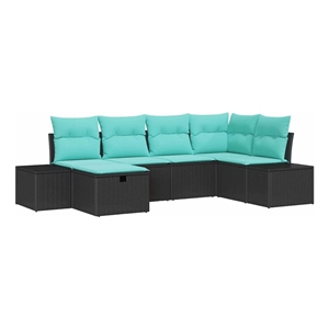 Afuera Living 7 Piece Poly Rattan Sofa Set With Cushions in Turquoise