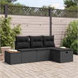 Afuera Living 4 Piece Black Poly Rattan Garden Sofa Set With Cushions