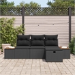 Afuera Living 4 Piece Black Poly Rattan Garden Sofa Set With Cushions