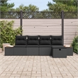 Afuera Living 5 Piece Black Poly Rattan Garden Sofa Set With Pillows