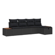 Afuera Living 5 Piece Black Poly Rattan Garden Sofa Set With Pillows