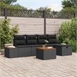 Afuera Living 6 Piece Black Poly Rattan Garden Sofa Set With Pillows