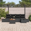 Afuera Living 6 Piece Black Poly Rattan Garden Sofa Set With Pillows