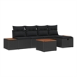 Afuera Living 6 Piece Black Poly Rattan Garden Sofa Set With Pillows