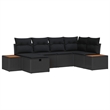 Afuera Living Black Poly Rattan Garden Sofa Set With Cushions and Storage