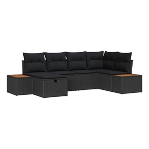 Afuera Living Black Poly Rattan Garden Sofa Set With Cushions and Storage