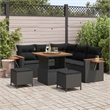 Afuera Living 8 Piece Poly Rattan & Powder-Coated Steel Garden Sofa Set in Black