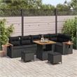 Afuera Living 9 Piece Poly Rattan & Powder-Coated Steel Garden Sofa Set in Black