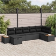 Afuera Living 7 Piece Black Poly Rattan Garden Sofa Set With Pillows