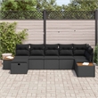 Afuera Living 7 Piece Black Poly Rattan Garden Sofa Set With Pillows