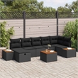Afuera Living 8 Piece Black Poly Rattan Garden Sofa Set With Pillows