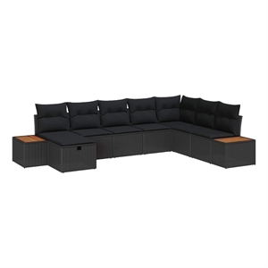 Afuera Living Black Poly Rattan Garden Sofa Set With Cushions and Storage