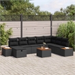 Afuera Living 9 Piece Black Poly Rattan Garden Sofa Set With Pillows