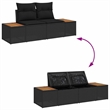 Afuera Living 9 Piece Black Poly Rattan Garden Sofa Set With Pillows