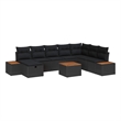Afuera Living 9 Piece Black Poly Rattan Garden Sofa Set With Pillows