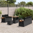 Afuera Living 8 Piece Poly Rattan & Powder-Coated Steel Garden Sofa Set in Black