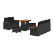 Afuera Living 8 Piece Poly Rattan & Powder-Coated Steel Garden Sofa Set in Black