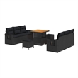 Afuera Living 9 Piece Poly Rattan & Powder-Coated Steel Garden Sofa Set in Black