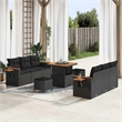 Afuera Living 9 Piece Poly Rattan & Powder-Coated Steel Garden Sofa Set in Black