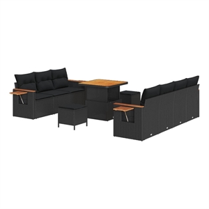 Afuera Living Contemporary 10 Piece Black Garden Sofa Set With Cushions