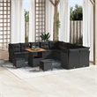 Afuera Living 13 Piece Black Poly Rattan Garden Sofa Set With Cushions