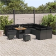 Afuera Living 13 Piece Black Poly Rattan Garden Sofa Set With Cushions