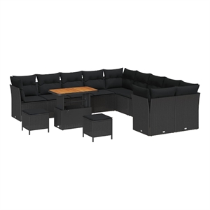 Afuera Living 13 Piece Black Garden Sofa Set With Cushions And Storage