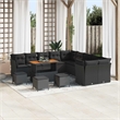 Afuera Living 14 Piece Black Poly Rattan Garden Sofa Set With Cushions
