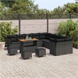 Afuera Living 14 Piece Black Poly Rattan Garden Sofa Set With Cushions
