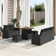 Afuera Living 8 Piece Black Poly Rattan Garden Sofa Set With Cushions