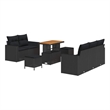 Afuera Living 8 Piece Black Poly Rattan Garden Sofa Set With Cushions