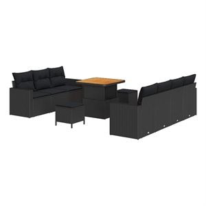 Afuera Living 10 Piece Black Garden Sofa Set With Cushions And Storage