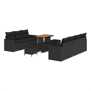 Afuera Living 10 Piece Black Garden Sofa Set With Cushions And Storage
