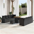 Afuera Living 12 Piece Black Poly Rattan Garden Sofa Set With Cushions