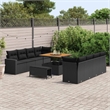 Afuera Living 12 Piece Black Poly Rattan Garden Sofa Set With Cushions