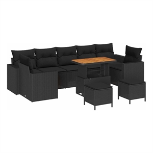Afuera Living 13 Piece Black Poly Rattan Garden Sofa Set With Cushions