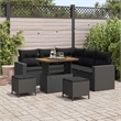 Afuera Living 9 Piece Black Poly Rattan Garden Sofa Set With Cushions