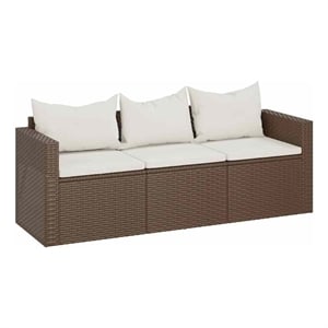 Afuera Living 3-Seater Poly Rattan Patio Sofa Modular in Brown